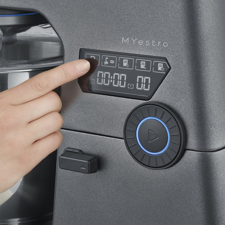 Graef MYestro Anthrazit – Detailansicht mit Bedienfeld.